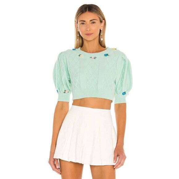 For Love & Lemons Sutton Croppes Sweater Size Large NWT - Picture 1 of 4